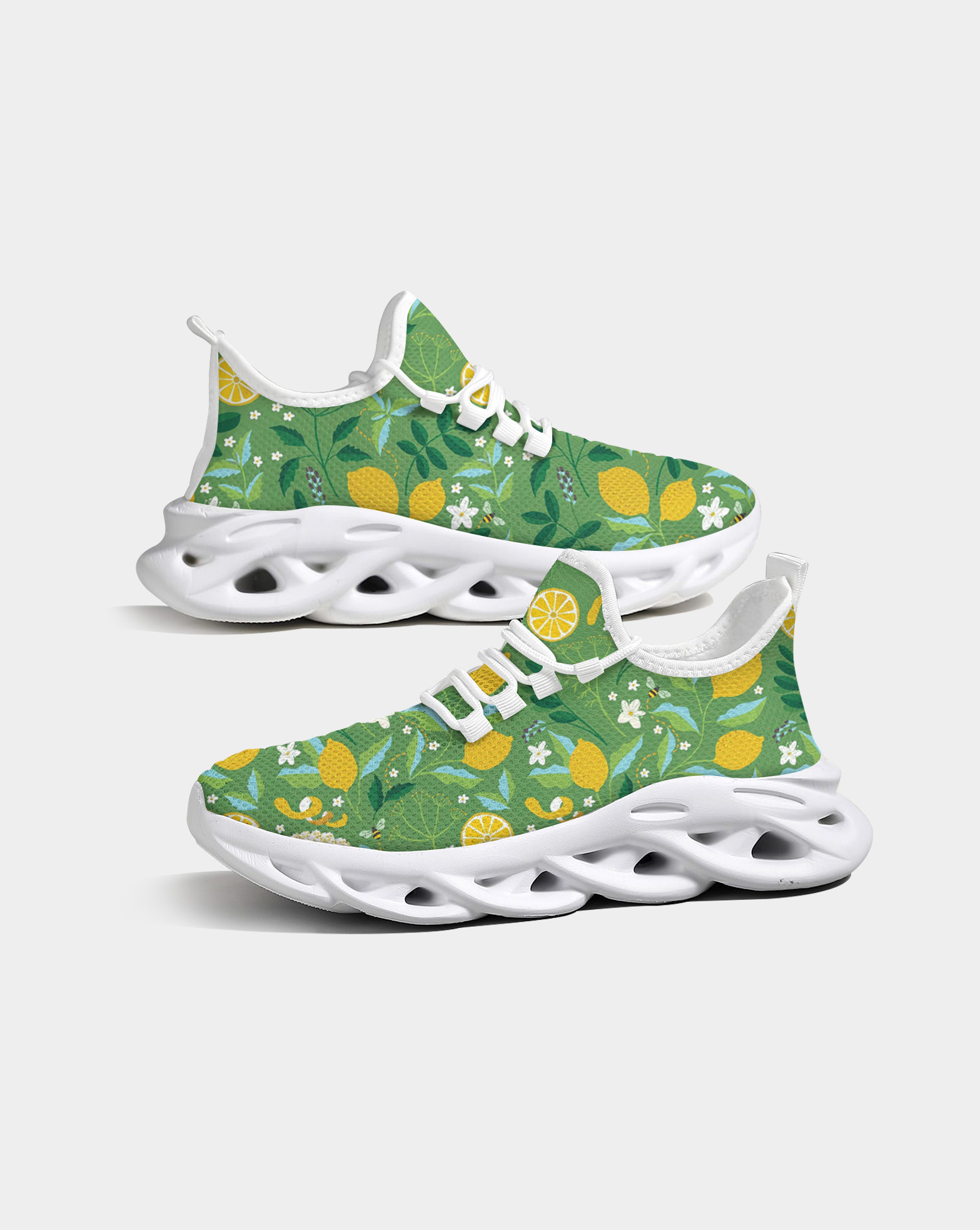 Green Lemon Floral Max Soul Shoes With White Soles (2)